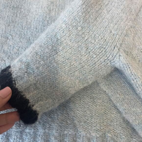 SANDY LIANG Alpaca Wool Blend Cropped Turtleneck Sweater in Blue Size 2 - Picture 8 of 13